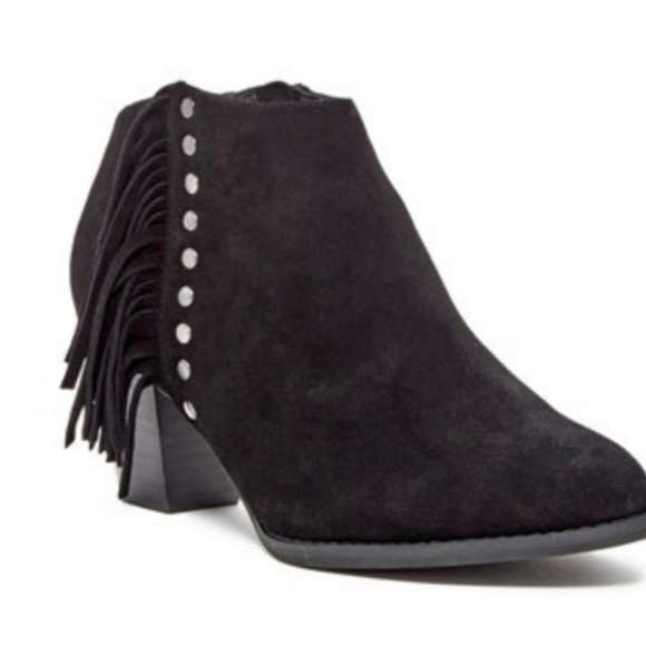 Vionic Faros Western Ankle Fringe Black Boho Booties Size 7.5 - Picture 1 of 9